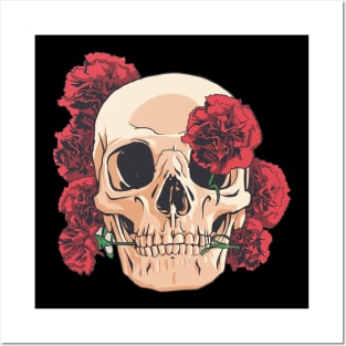 Skull With Flowers - Hand Drawn Posters and Art